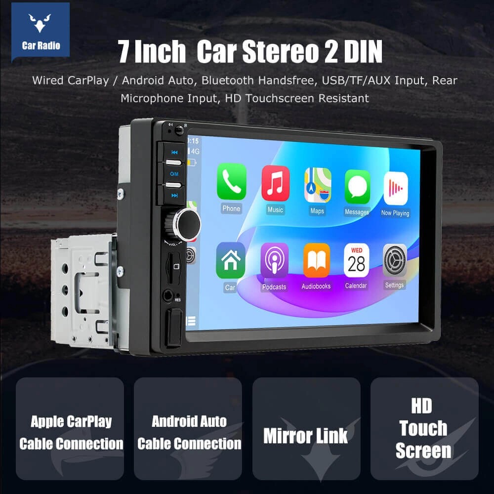 ESSGOO1Din7018BCarplayAutoradioBluetoothUSBTFAUXMP5Player7inchCarRadioStereoIPSTouchScreen