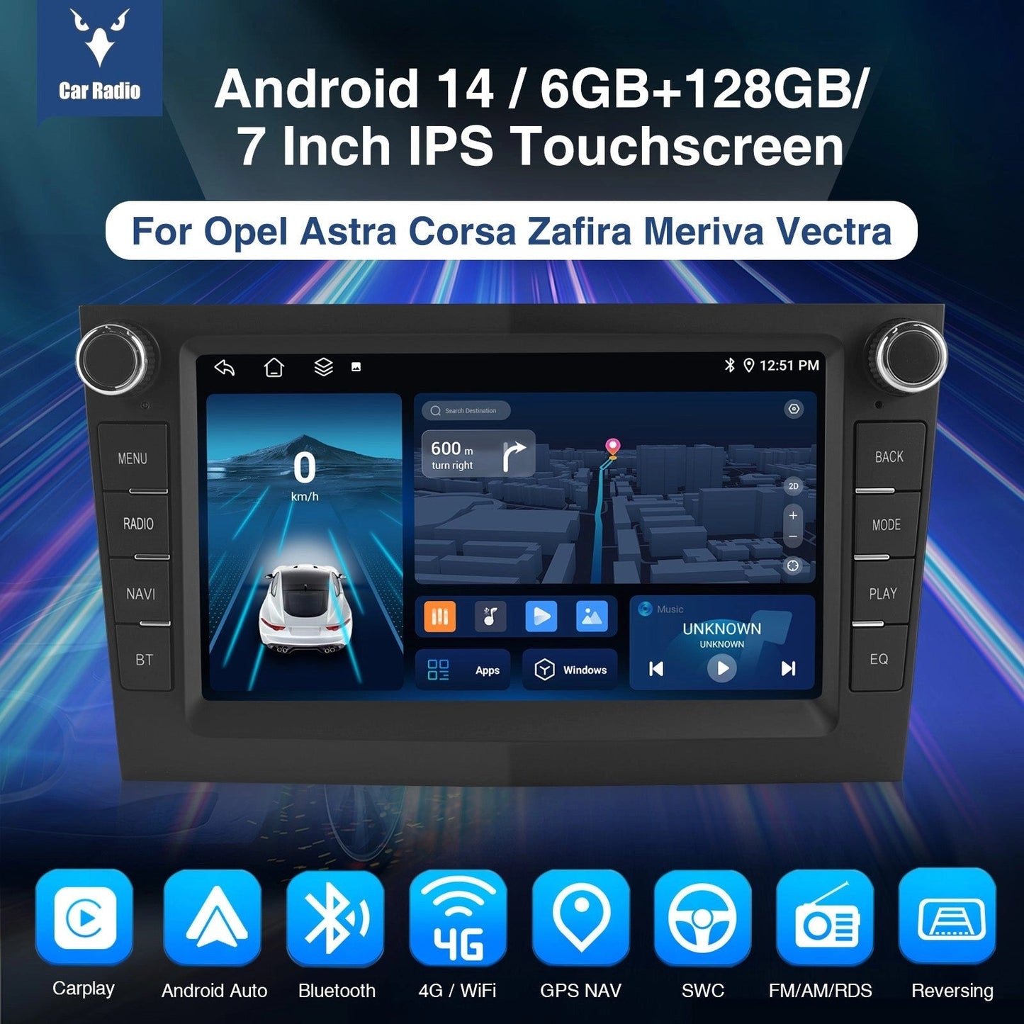 ESSGOOAZ0001|7inchHDIPSDisplay-ApplicableToOpelCarStereo,MP5Bluetooth5.0WirelessAppleCarPlay&WirelessAndroidAuto,FANCooling