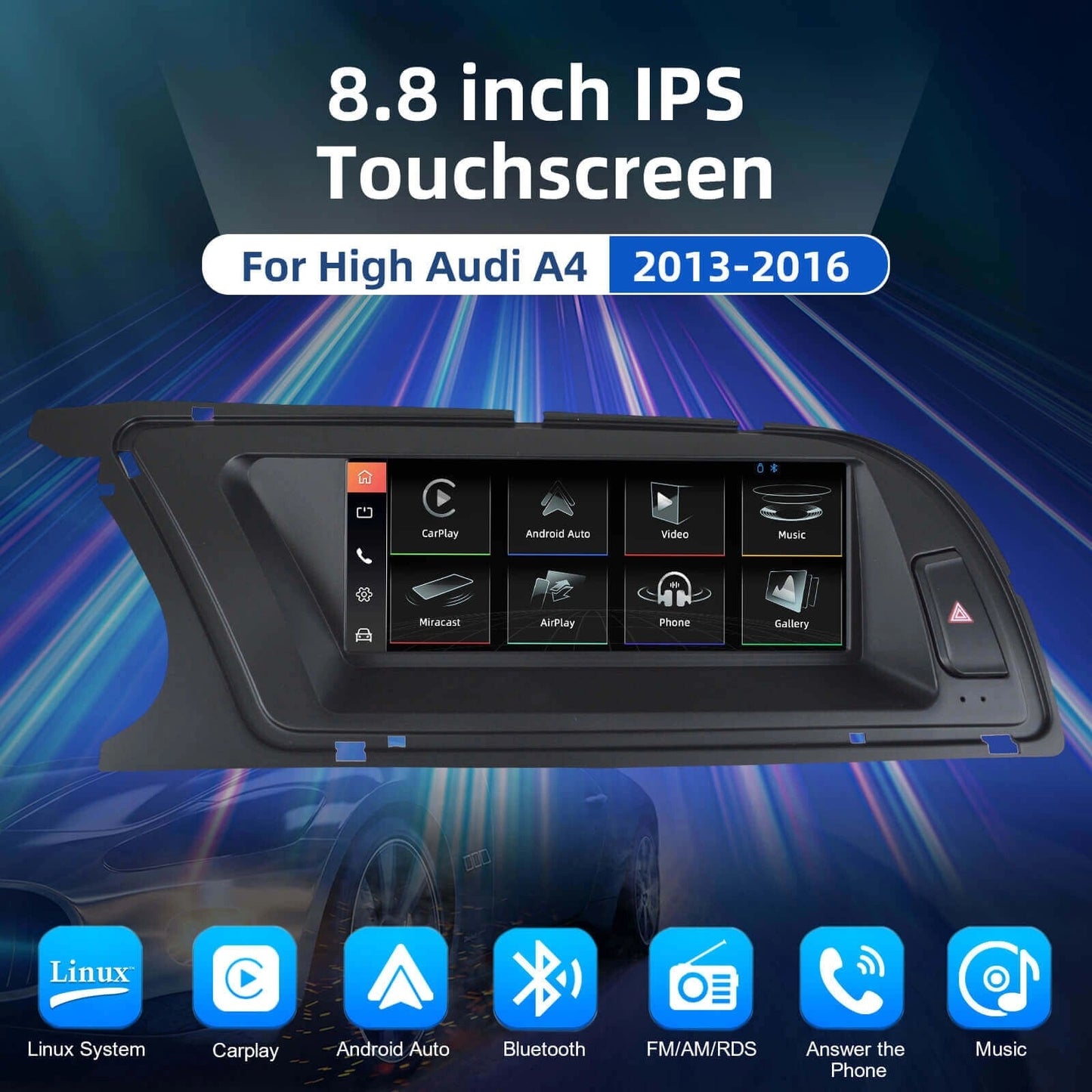 ESSGOOLZ0001|LinuxDualSystem8.8-inchIPSTouchscreen-ForHighAudiA42013-2016,Bluetooth5.2,AppleCarPlay&AndroidAuto