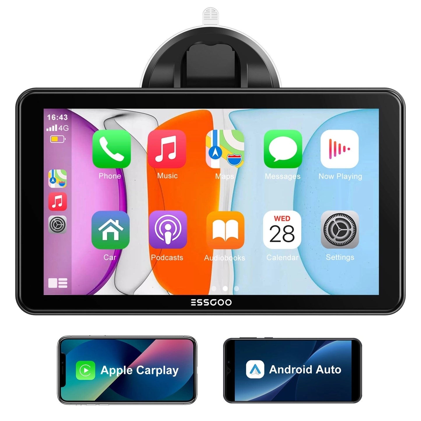 PortableWirelessAppleCarPlay&AndroidAutoScreen,7InchTouchScreenCarStereowithBluetooth,WiFi,VoiceControl,andLiveNavigation