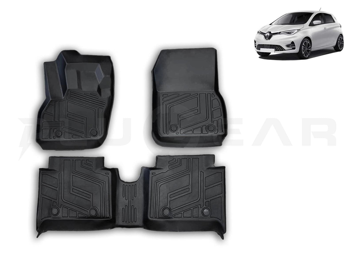 RenaultZoe:AllWeatherInteriorFloorMats(PremiumRecyclableRubber)-LHD
