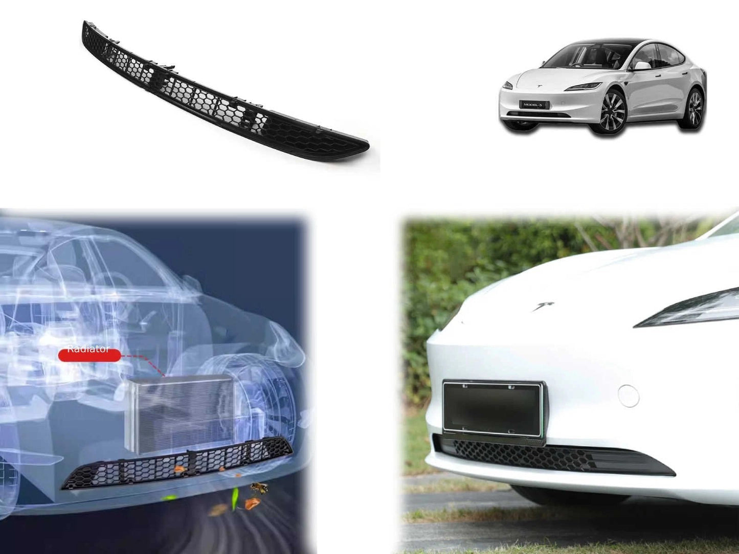 TeslaModel3(2024Highland):FrontInsectScreen,RadiatorProtectiveMeshGrillPanel