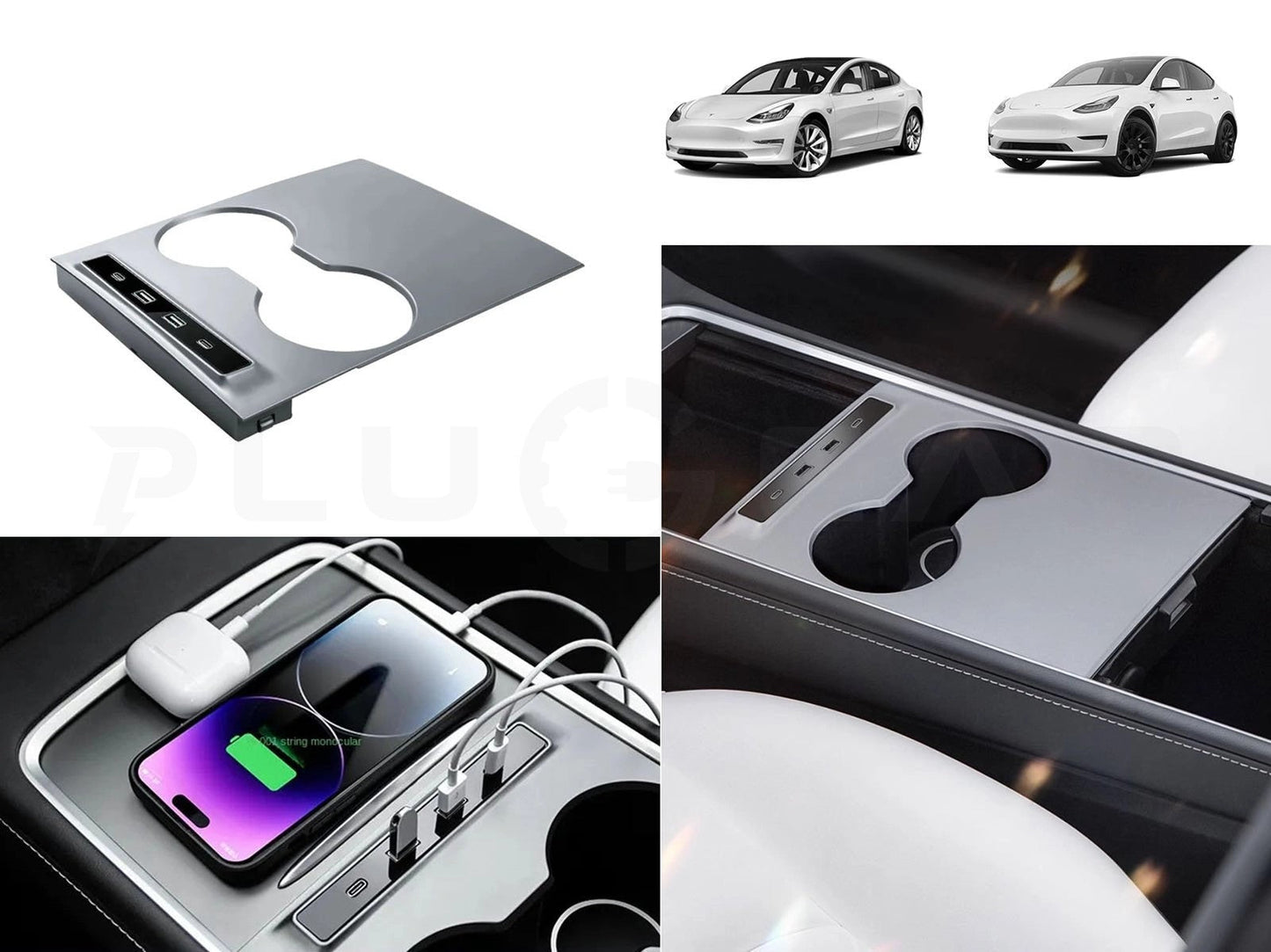 TeslaModel3andModelY:CenterConsolequickchargingUSBHUBExtension(TYPE-C&TYPE-A)