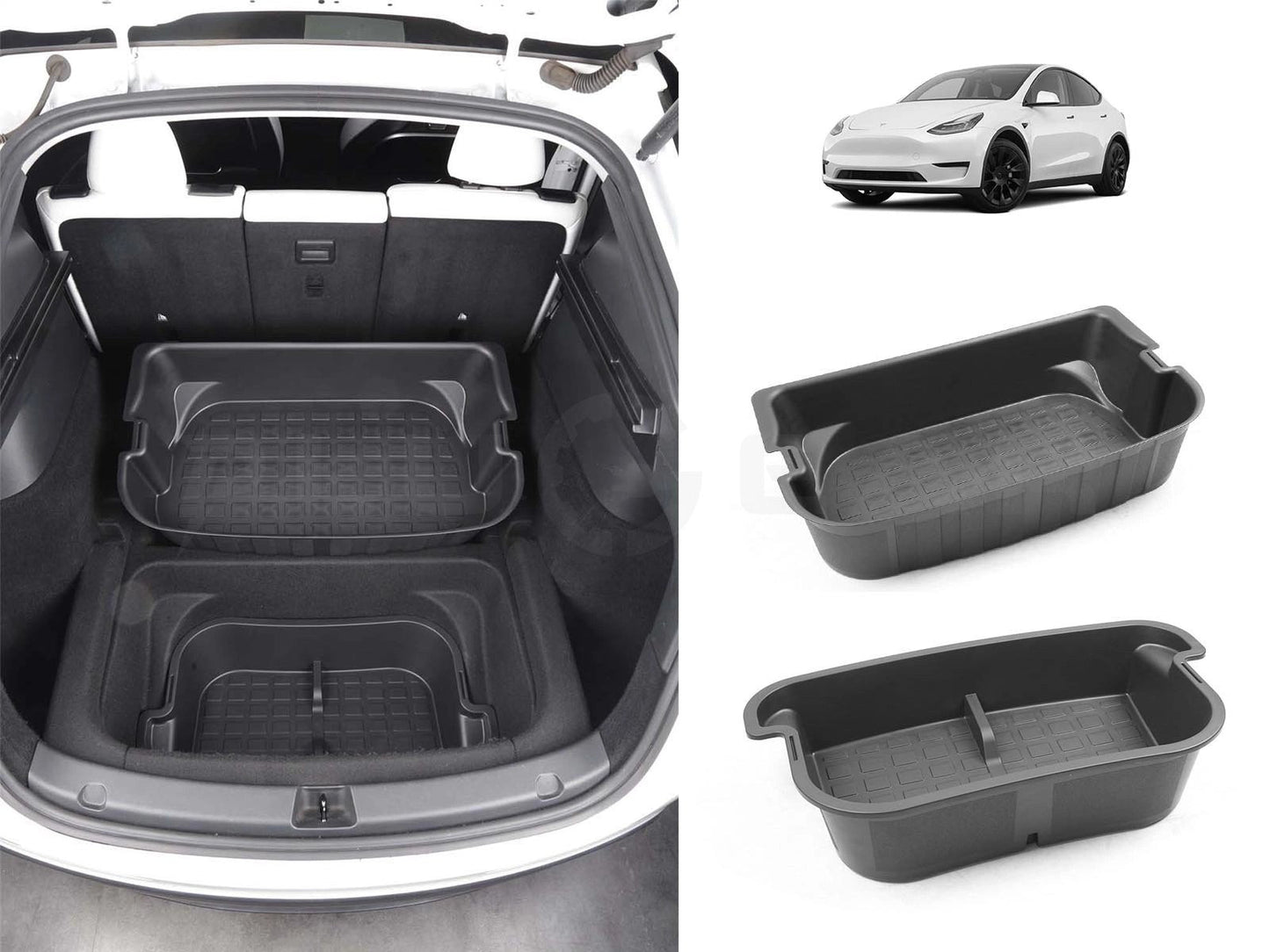 TeslaModelY:Double-LayerTrunkStorageBox,TrunkOrganizer