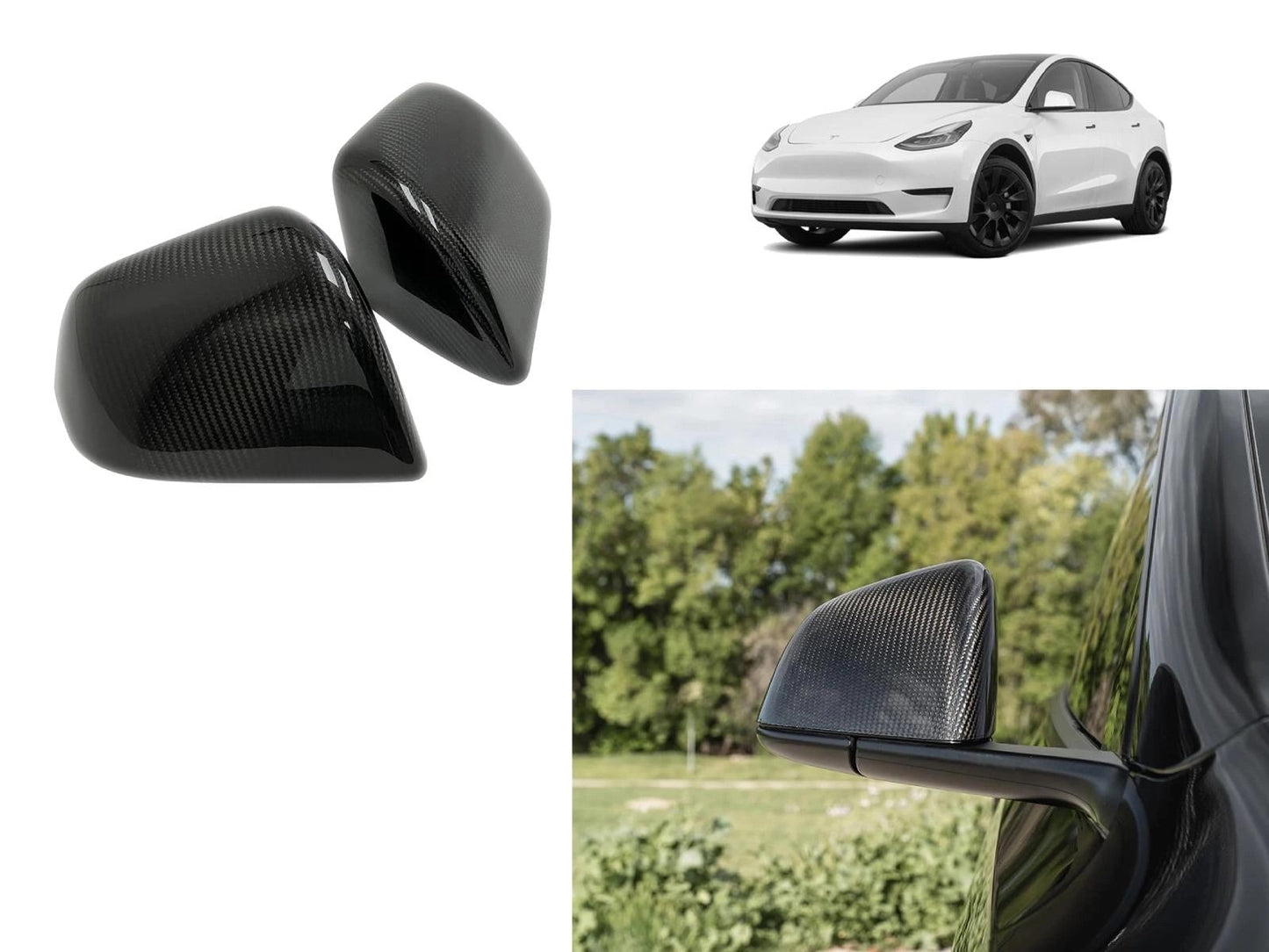 TeslaModelY:RearviewMirrorCovers(GenuineCarbonFiberCollection)