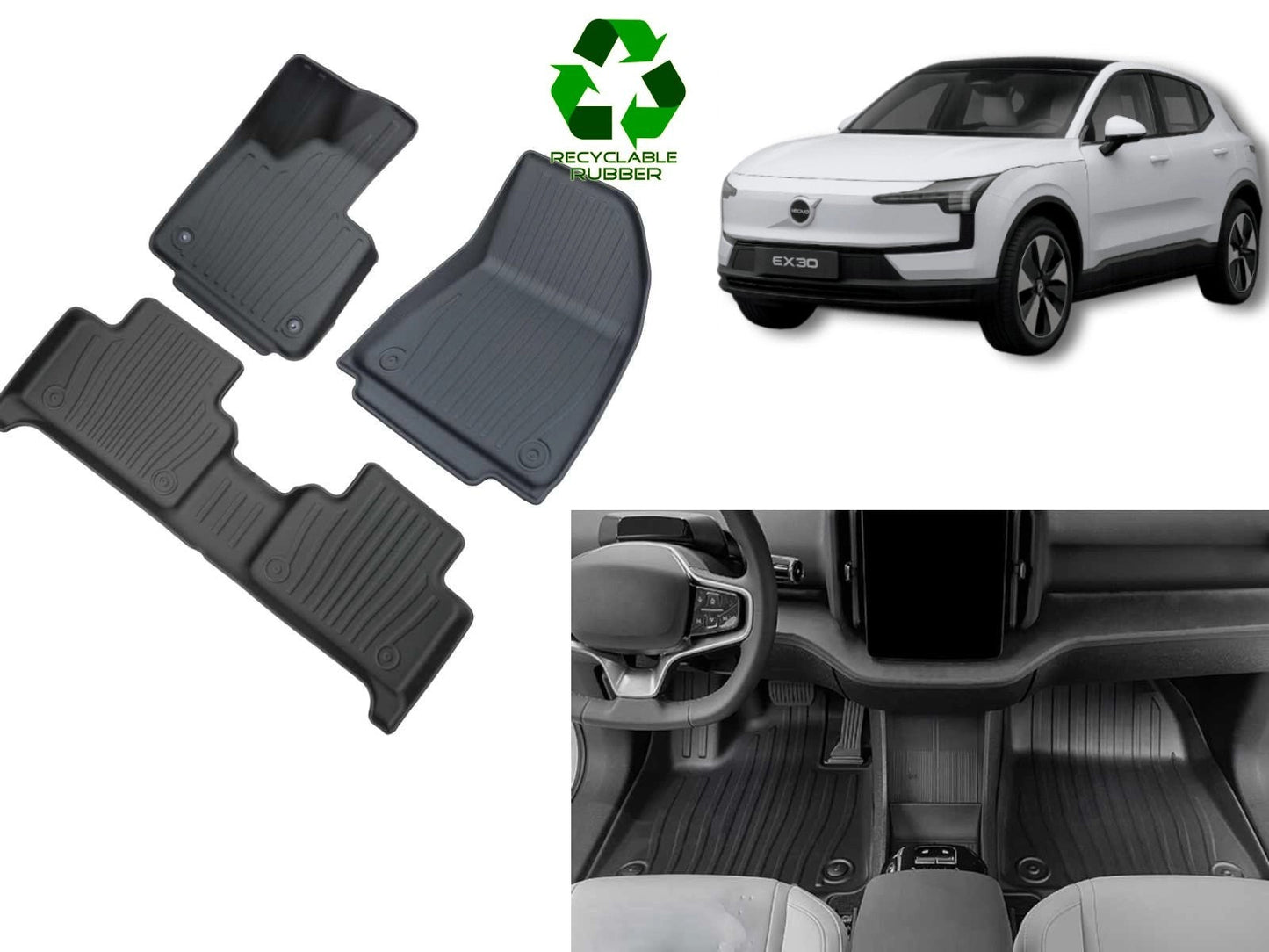 VolvoEX30:AllWeatherInteriorFloorMats(Left-hand-drive,PremiumRecyclableRubber)