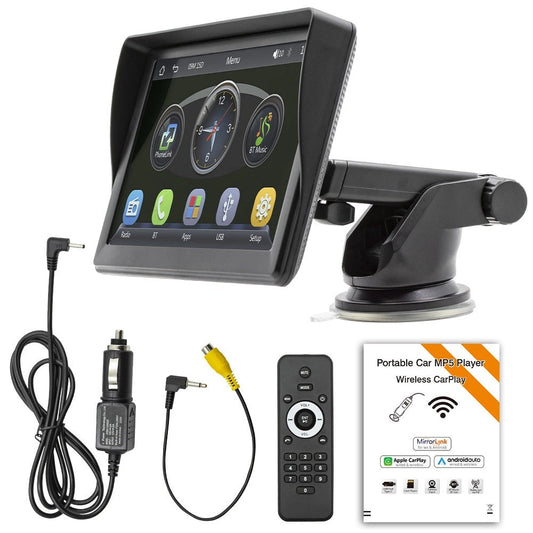7-inchTouchscreenWirelessAppleCarPlay&AndroidAutoPortableCarStereo,BluetoothHands-FreeCalling/Siri/FM/AUX/Airplay/MirrorLink