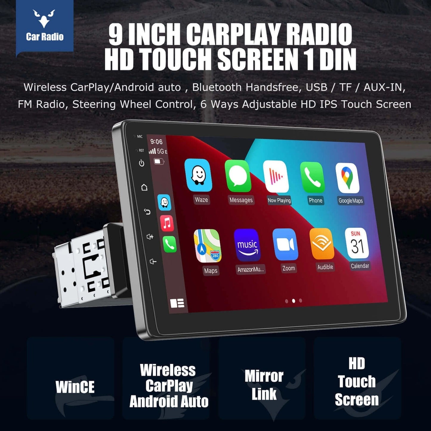 ESSGOO|9013wWirelessCarPlay&AndroidAutoBluetooth4.29''TouchscreenMultifunctionCarPlayer