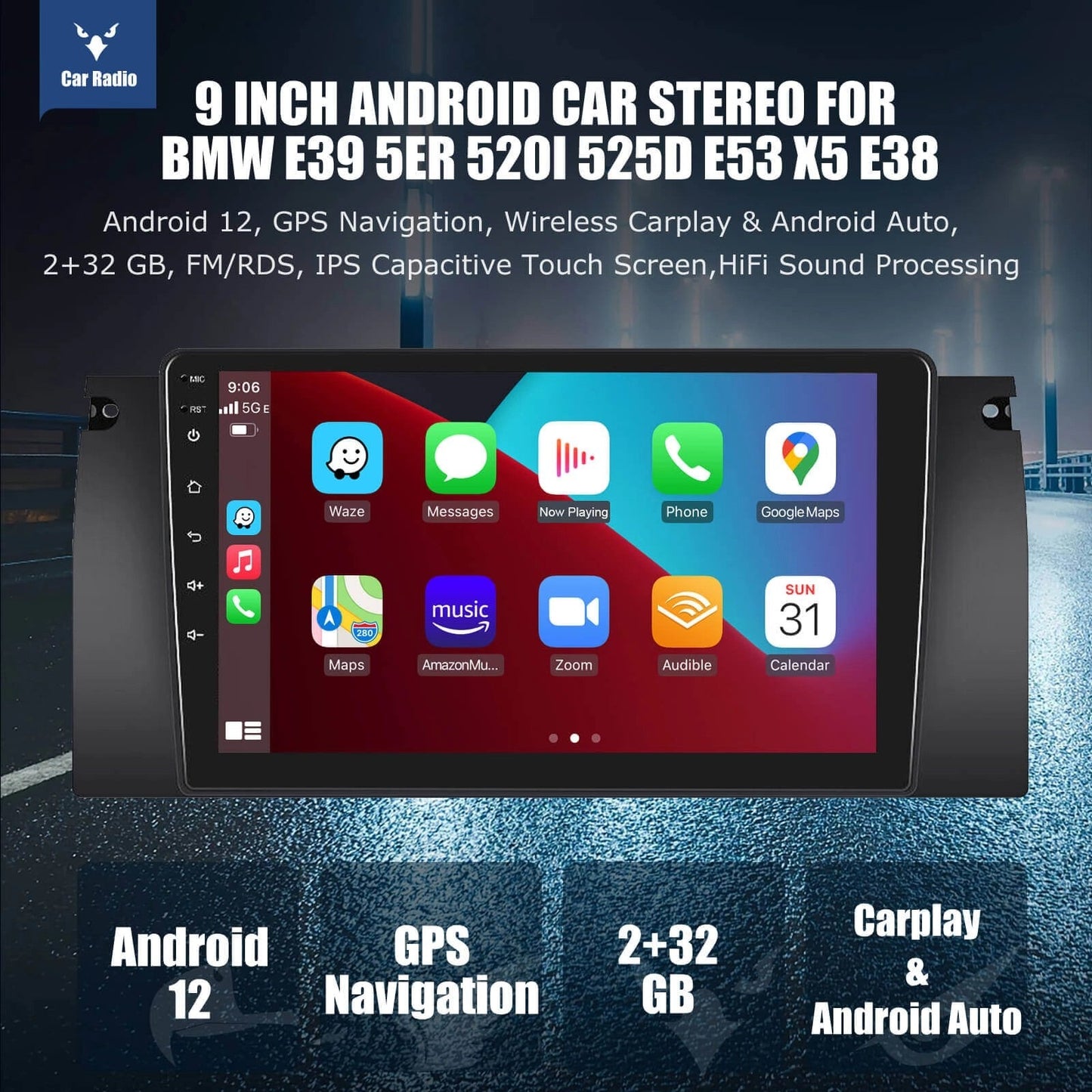 ESSGOO|CarStereoforBMWBMW5seriesE39,X5E53AndM5,WithWirelessCarplay&AndroidAuto