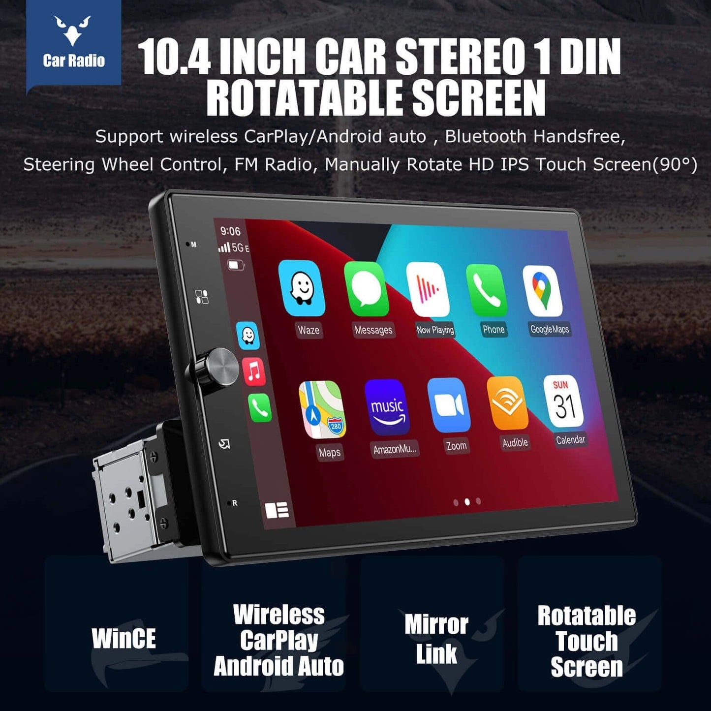 ESSGOO|FS0002WirelessCarPlay&AndroidAutoBluetooth4.210.4''TouchscreenMultifunctionCarPlayer