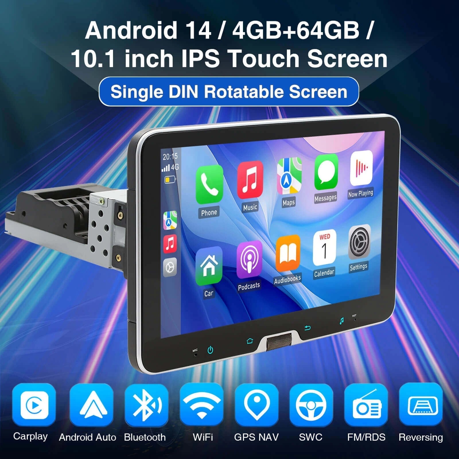 ESSGOOAR1001|SingleDinPulleyTypeCarRadioSystemAutoStereoMP5PlayerSatNavFMDABBluetooth