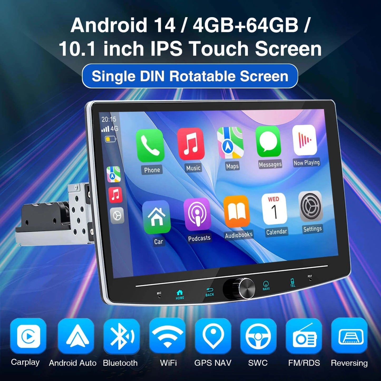 ESSGOOAR1001|SingleDinSingleKnobCarRadioSystemAutoStereoMP5PlayerSatNavFMDABBluetooth