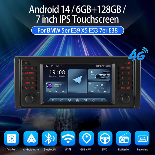 ESSGOOAR7001|MP5Android14,7-inchHDTouchscreen-ForBMWE53,Bluetooth4.1AppleCarPlay&AndroidAuto