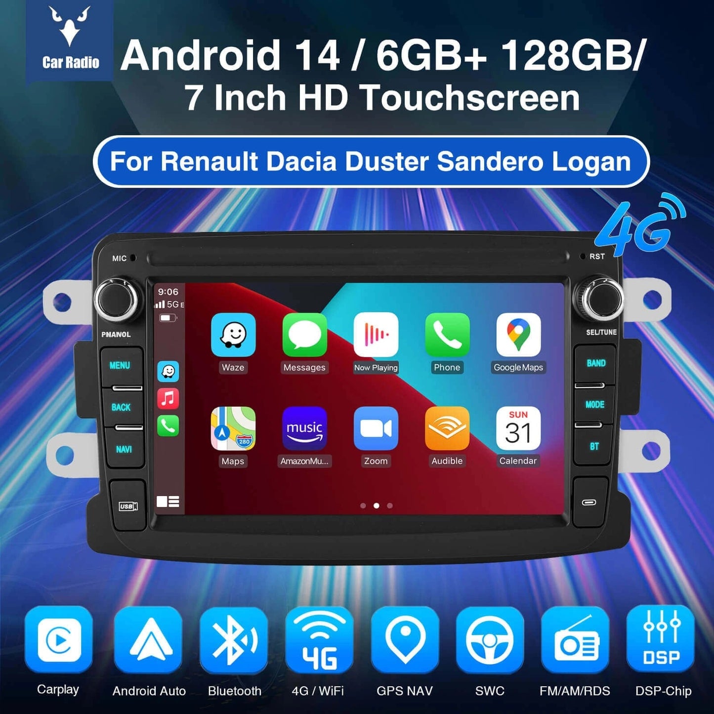 ESSGOOAR7001MP5|Android147-inchHDTouchscreen-ForRenaultDacia,Bluetooth5.4,AppleCarPlay&AndroidAuto,FMRDS