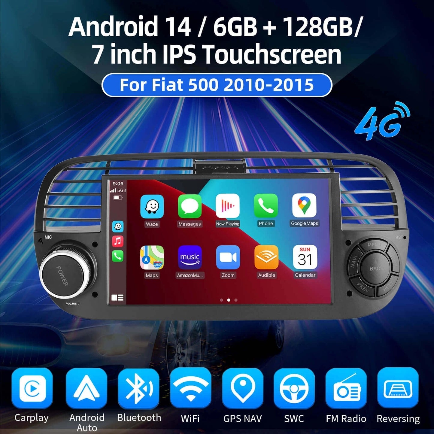 ESSGOOAR7001MP5|Android147-inchIPSTouchscreen-ForFiat5002010-2015,Bluetooth5.0,WirelessAppleCarPlay&WirelessAndroidAuto,FMRDS
