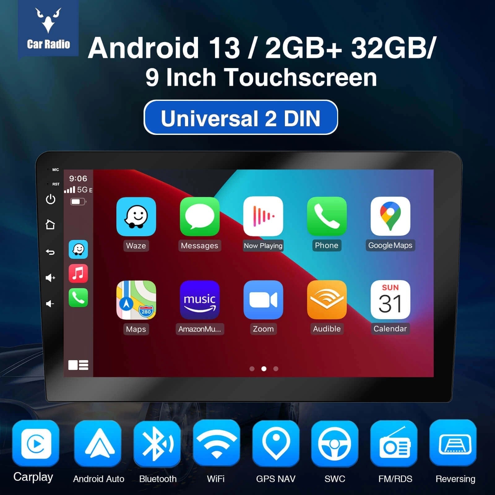 ESSGOOAR9001|Double2DINCarBluetoothRadioStereoRDSMP5Player