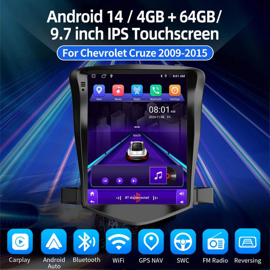 ESSGOOAZ0002|MP5Android14,9.7-inchIPSTouchscreen-ForChevroletCruze2009-2015,Bluetooth4.1AppleCarPlay&AndroidAuto