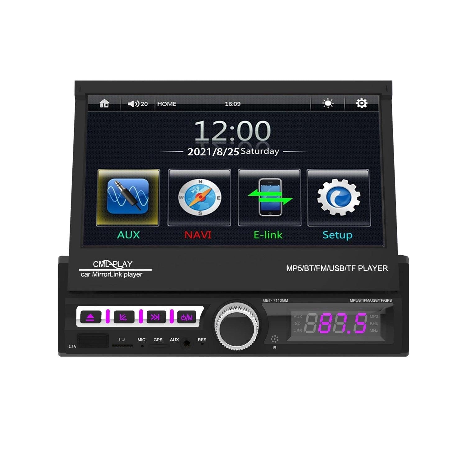 ESSGOOFS7001|Single1DinCarRadioSystemAutoStereoMP5PlayerSatNavAUXUSBBluetoothCamera