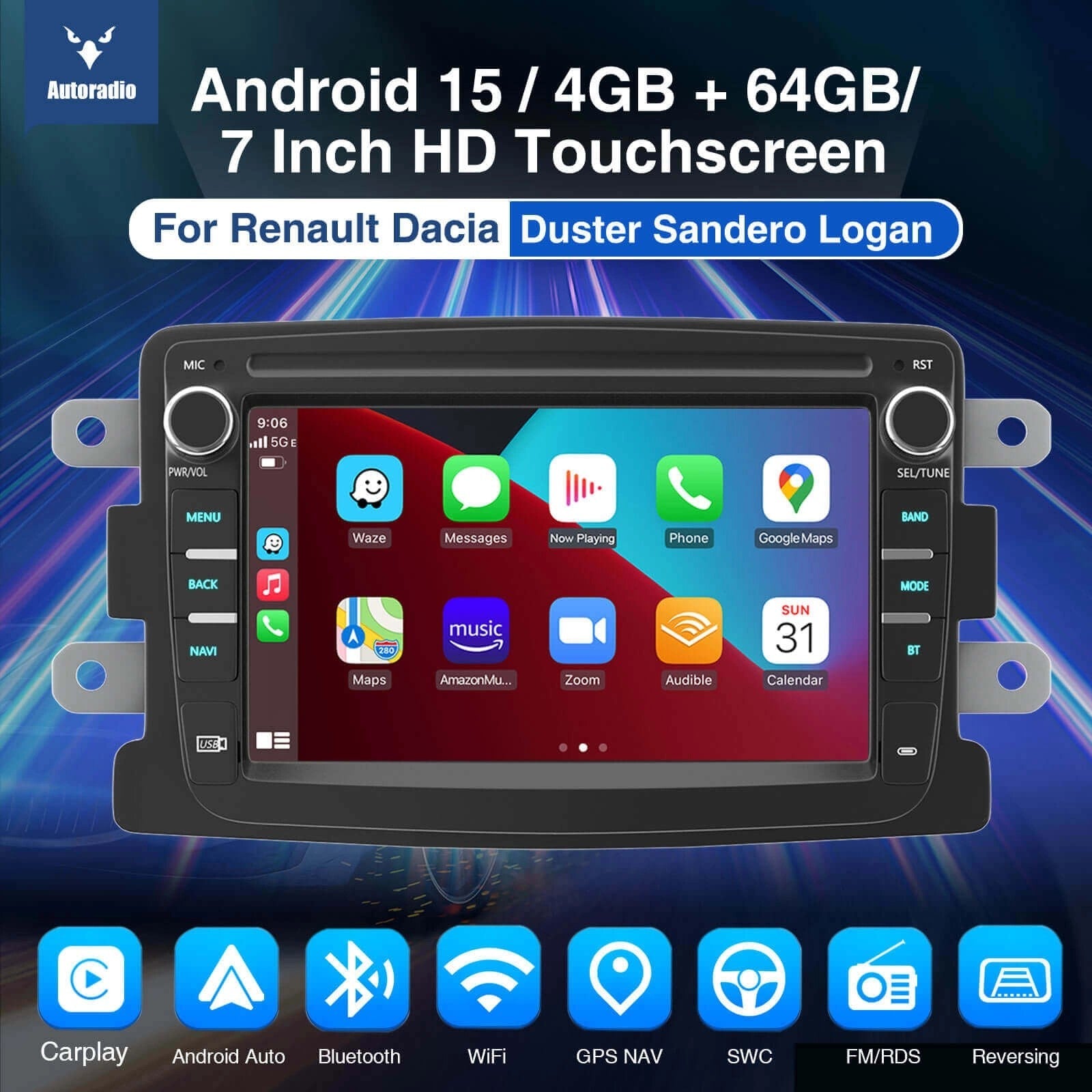 ESSGOOMP5AR7001|Android15,7-inchHDTouchscreen-ForRenaultDacia,Bluetooth4.1,WirelessAppleCarPlay&WirelessAndroidAuto,FMRDS