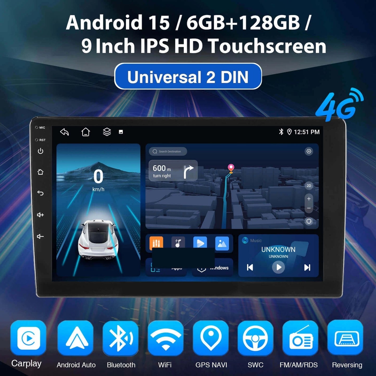 ESSGOOMP5AR9001|2DIN,Android159-inchIPSHDTouchscreenCarStereo,Bluetooth5.0,WirelessCarPlay&WirelessAndroidAuto,FANCoolingFM