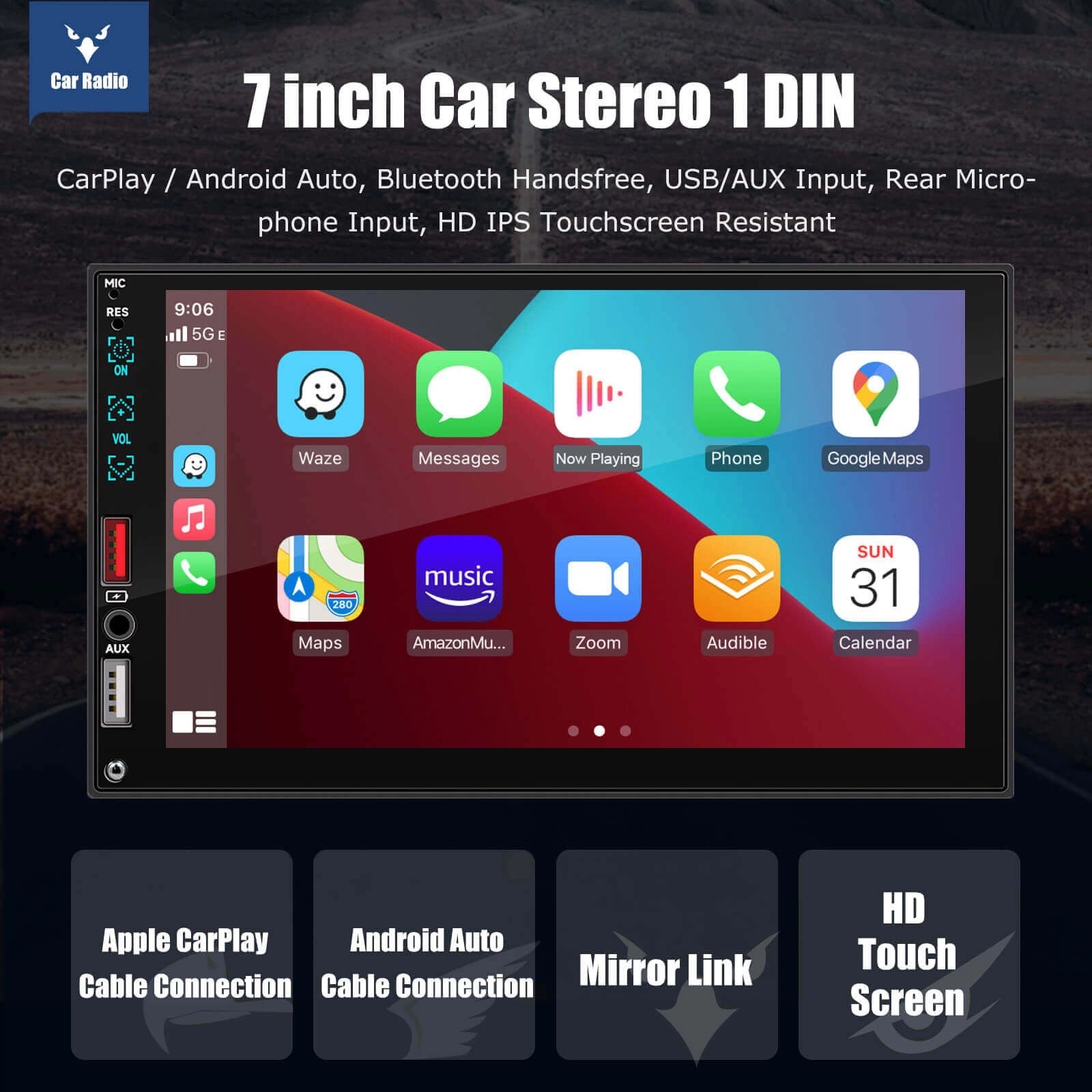 ESSGOOMP5AS7001c|7-inchIPSHDTouchscreenCarStereo,Bluetooth5.1,WiredCarPlay&WiredAndroidAuto,FMUSBAUX
