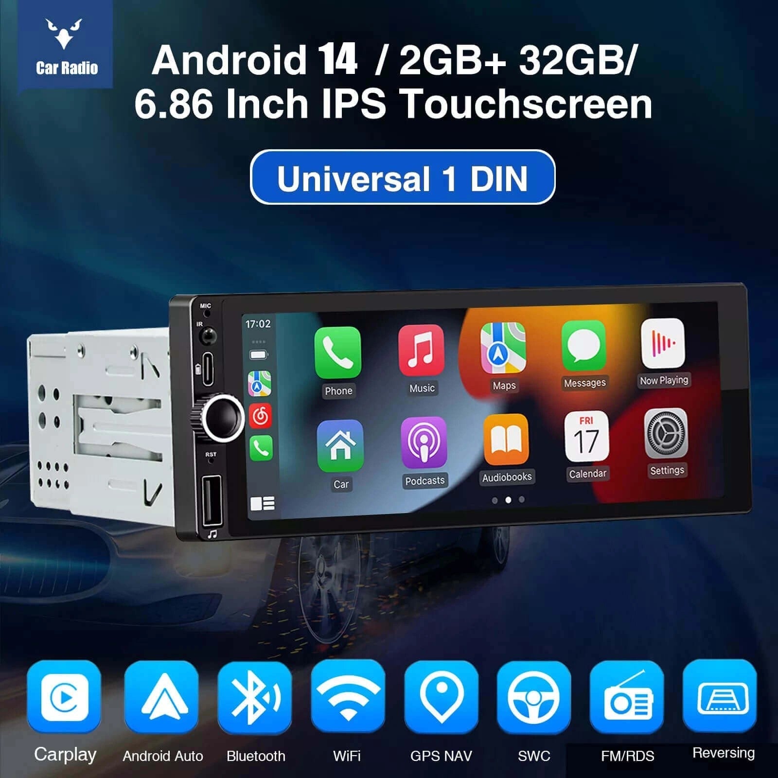 ESSGOOSWM686|Single1DinCarRadioSystemAutoStereoMP5PlayerSatNavFMUSBBluetoothCamera