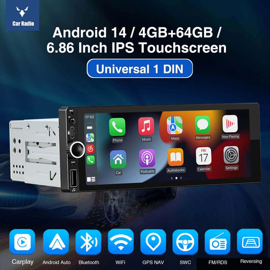 ESSGOOTS00026.86Inch|AudioSystemsMultimediaCarStereoSingleDinMP5PlayerDABWirelessAppleCarPlay&AndroidAuto