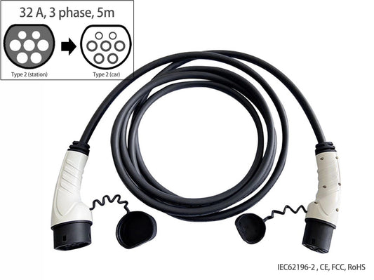 EVchargingcable,Type2(station)toType2(car),16A,Singlephase,5m,Fisher