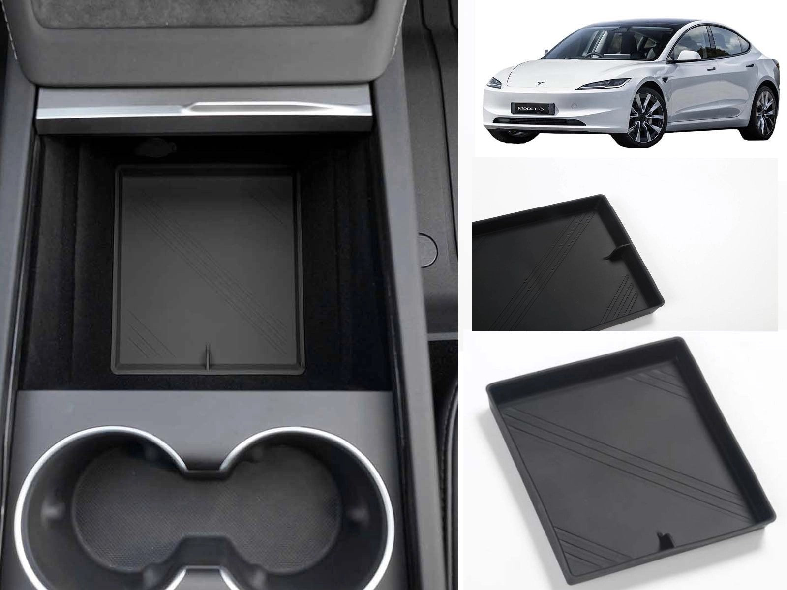 TeslaModel3(2024Highland):CenterConsoleStorageMat(PremiumSiliconeRubber)