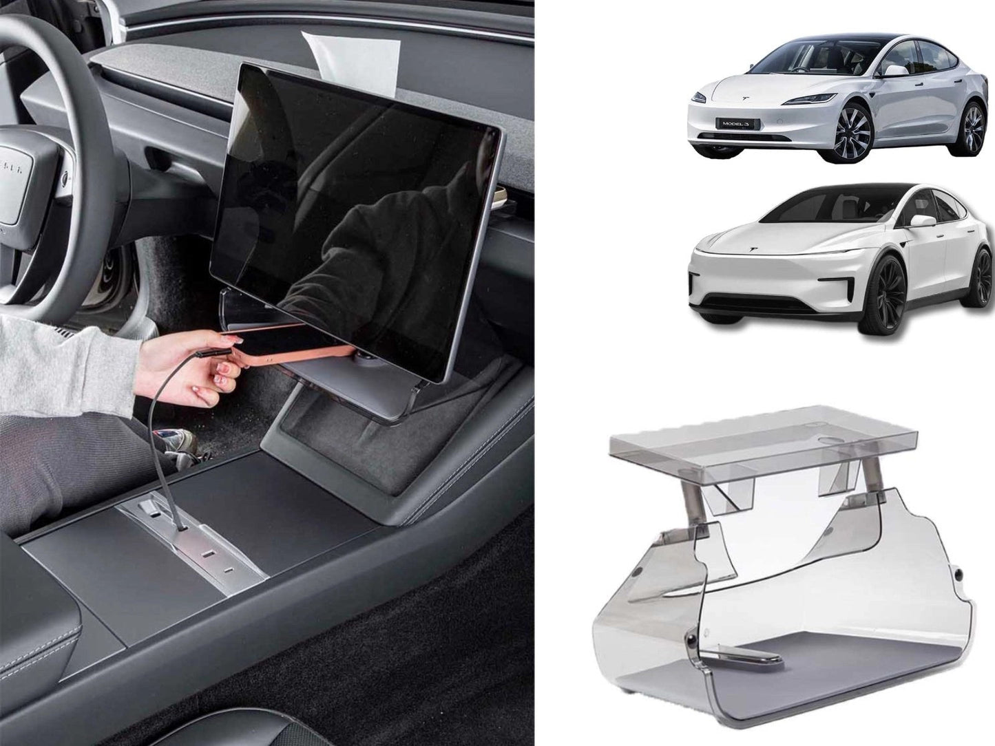 TeslaModel3(2024Highland)/ModelY_2025Juniper:BehindScreenOrganizer&UnderScreenStorageTray