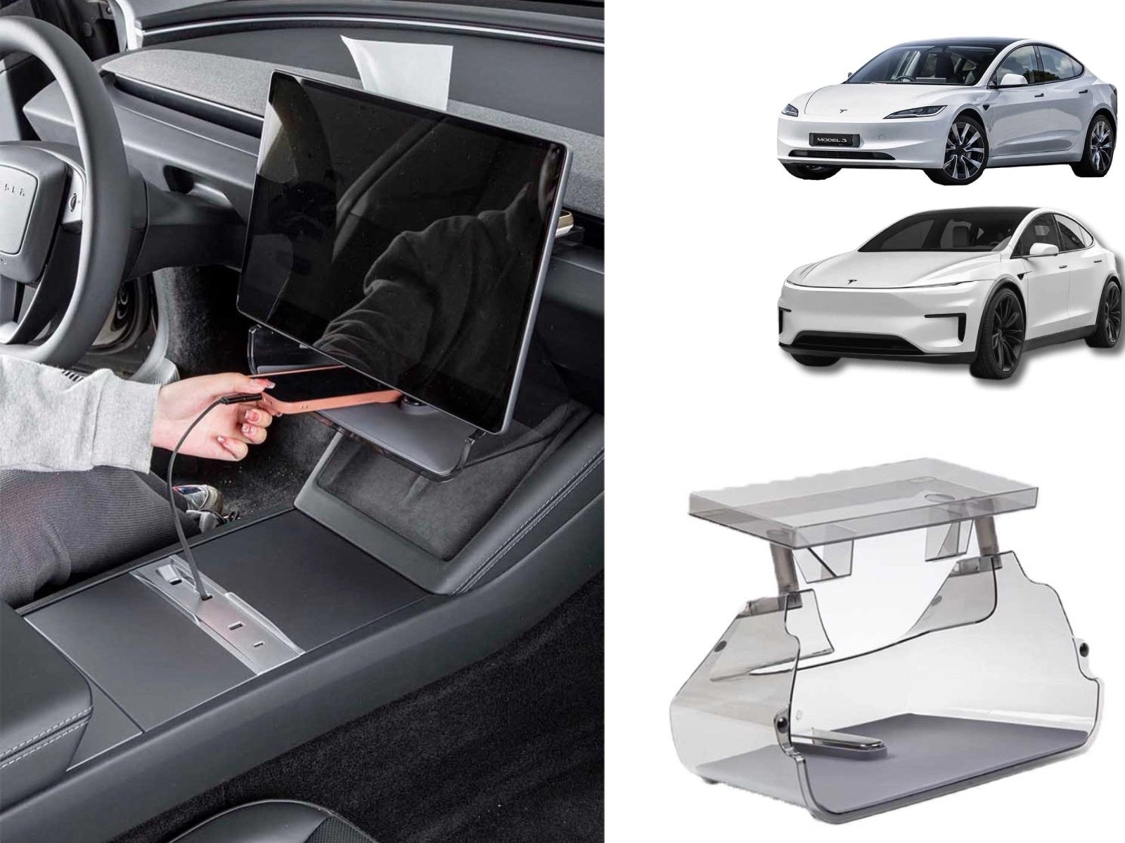 TeslaModel3(2024Highland)/ModelY_2025Juniper:BehindScreenOrganizer&UnderScreenStorageTray