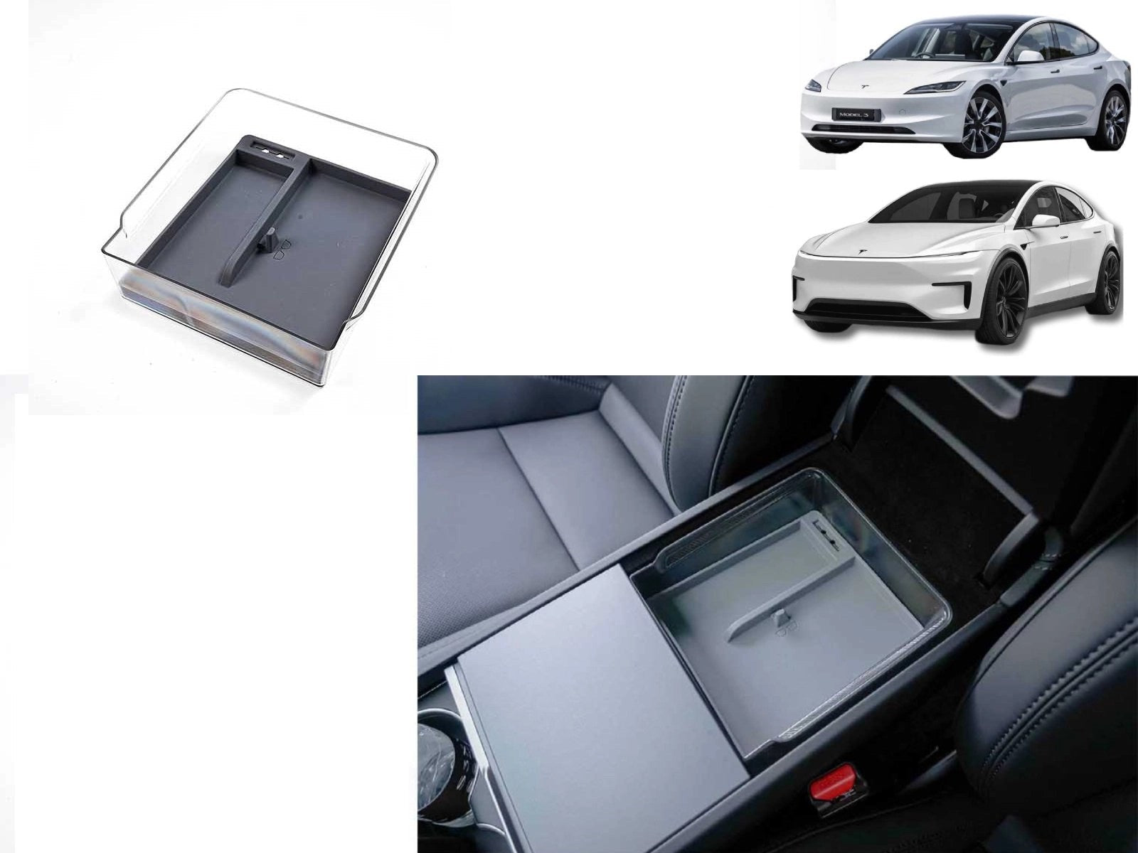TeslaModel3(2024Highland)/TeslamodelY2025Juniper:ArmrestOrganizer,RearCenterConsoleStorageTray
