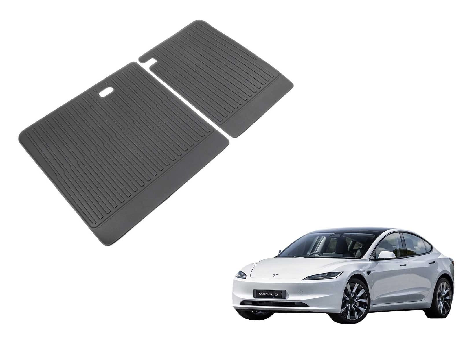 TeslaModel3(2024Highland):TrunkSeatBackProtectionMats,GuardBootLiner(PremiumRecyclableRubber,2pcs)
