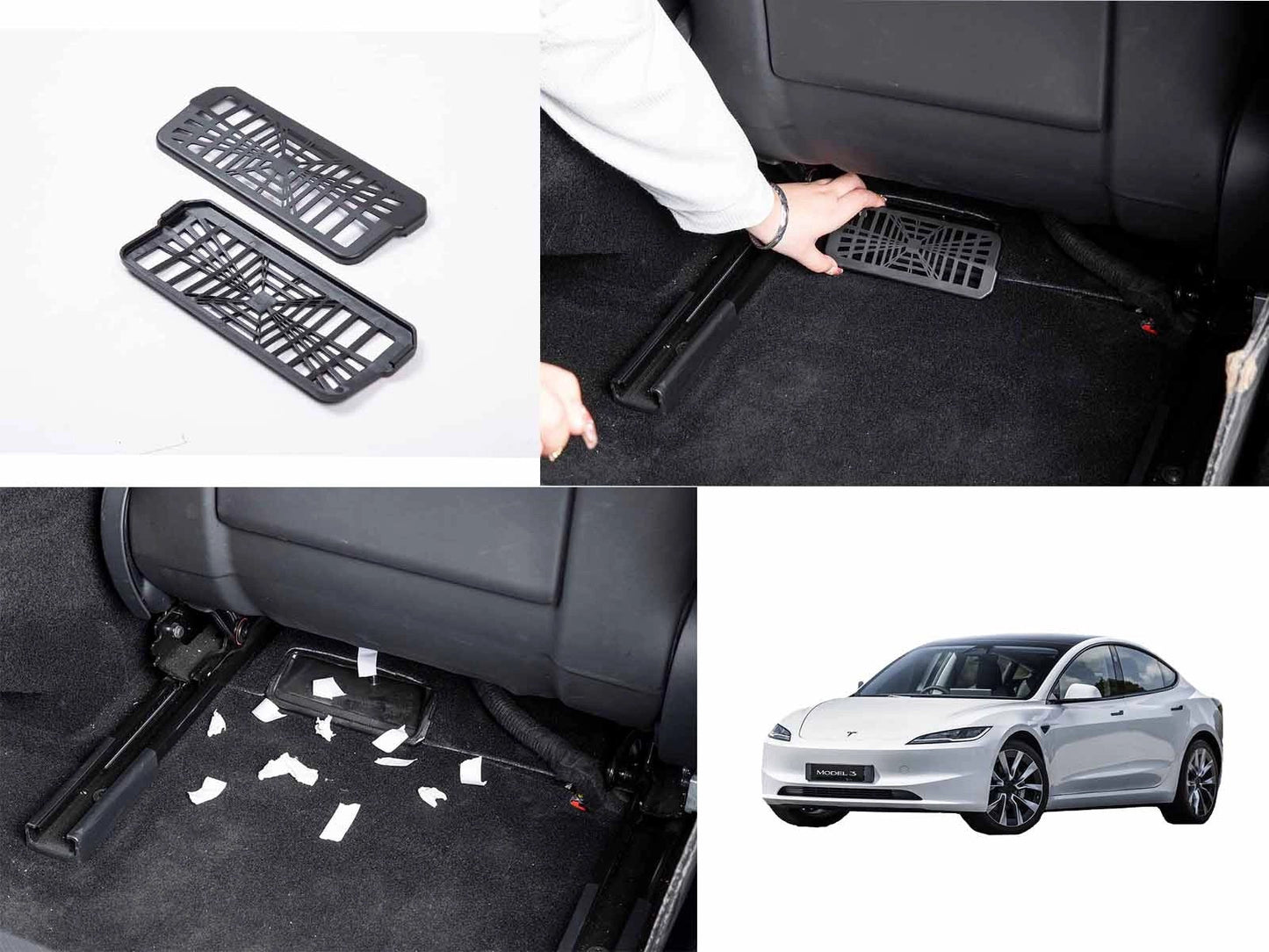 TeslaModel3(2024Highland):Under-seatAirOutletGrille,AirVentProtector(setof2)