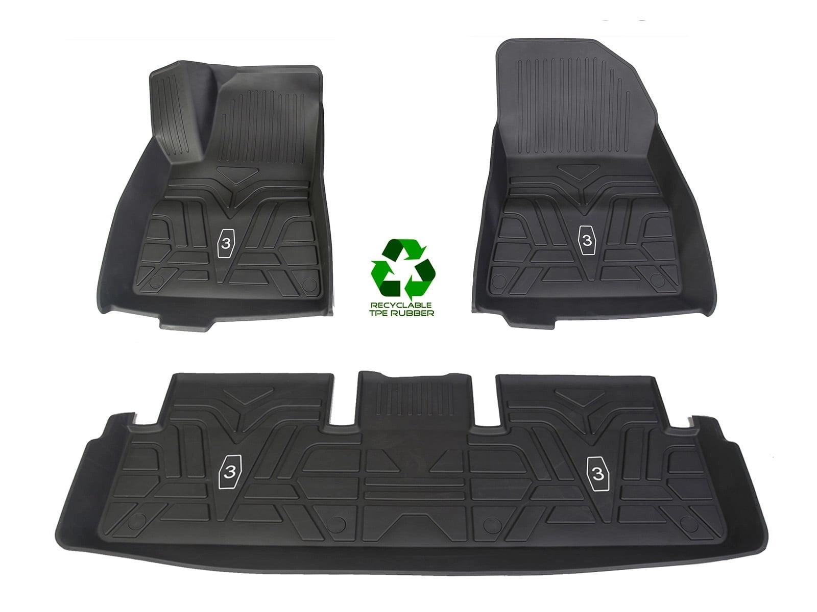 TeslaModel3:All-WeatherInteriorFloorMats(PremiumRecyclableRubber)–LeftHandDrive