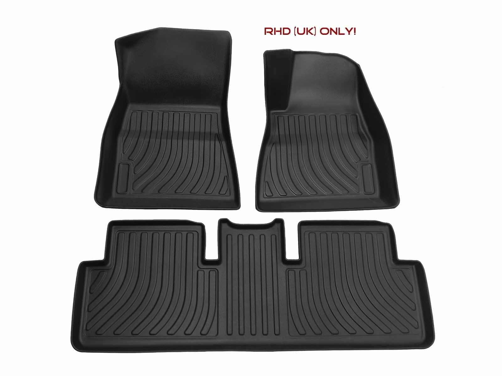 TeslaModel3:AllWeatherInteriorFloorMats(RecyclableRubber)–RightHandDrive