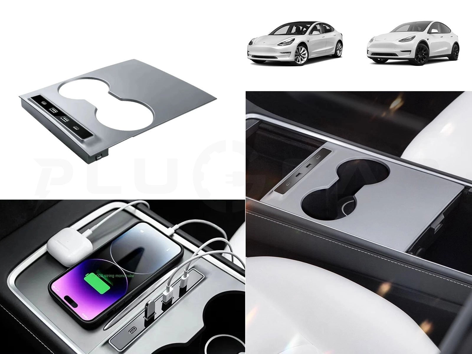 TeslaModel3andModelY:CenterConsolequickchargingUSBHUBExtension(TYPE-C&TYPE-A)