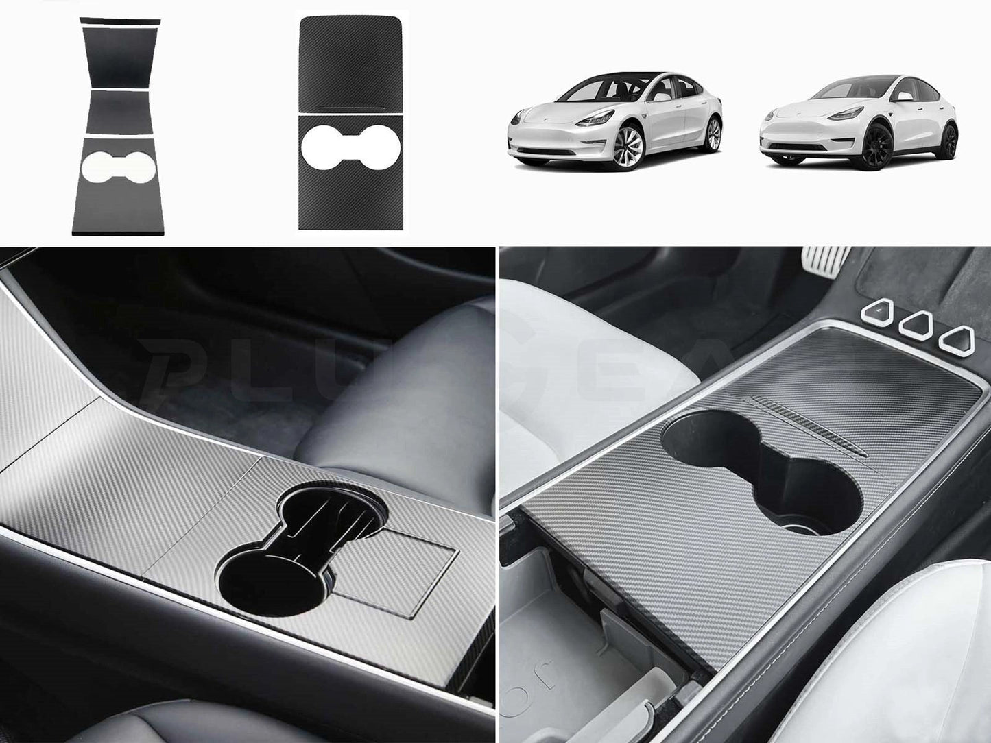 TeslaModel3andModelY:MiddleConsoleCoverSet(ABS+Coating)