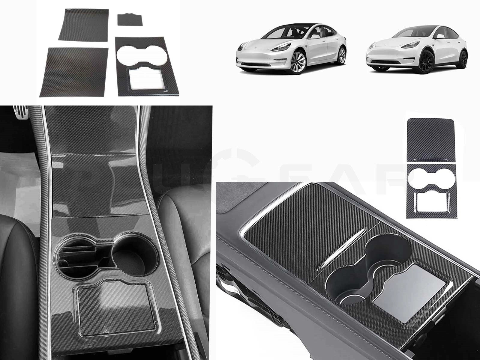 TeslaModel3andModelY:MiddleConsoleCoverSet(GenuineCarbonFiberCollection)