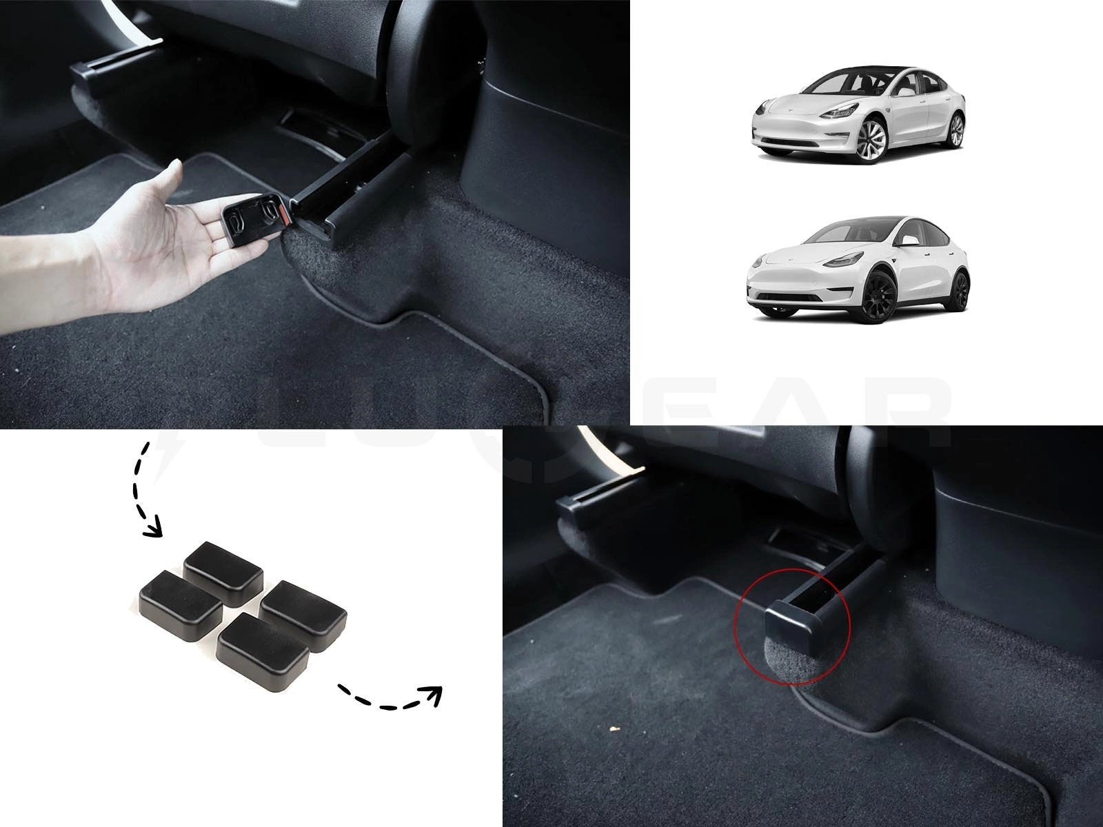 TeslaModel3andModelY:SeatSlideRailsSoftRubberCoverPlugs(4pcs)