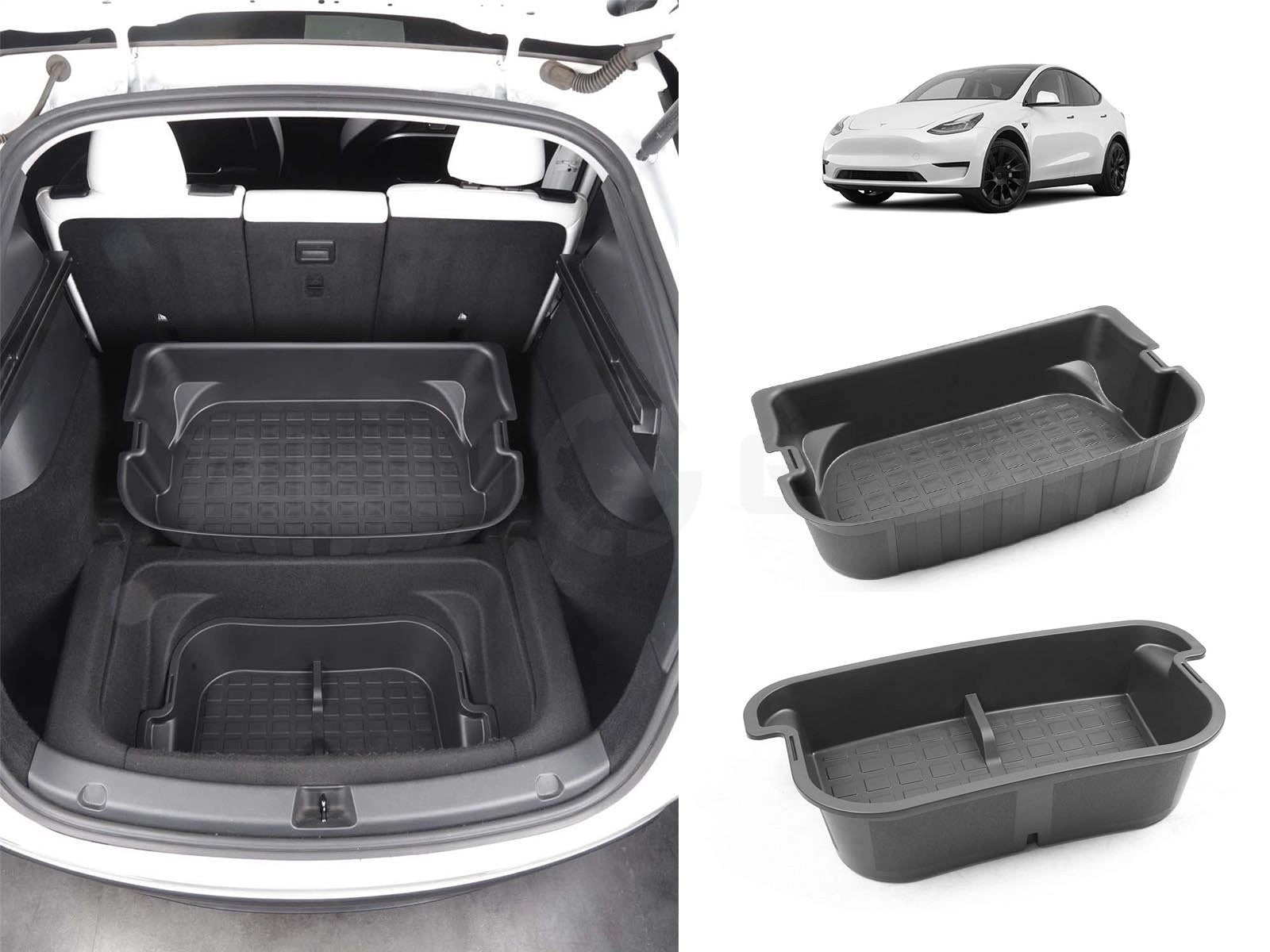 TeslaModelY:Double-LayerTrunkStorageBox,TrunkOrganizer