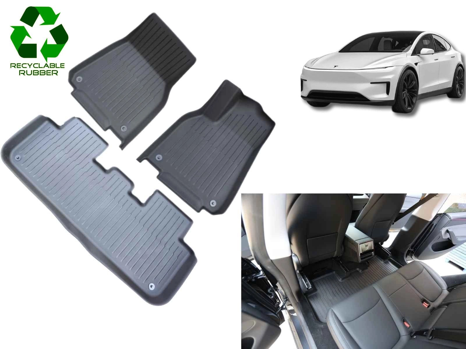 TeslaModelY2025Juniper:AllWeatherInteriorFloorMats(Left-hand-drive,PremiumRecyclableRubber)