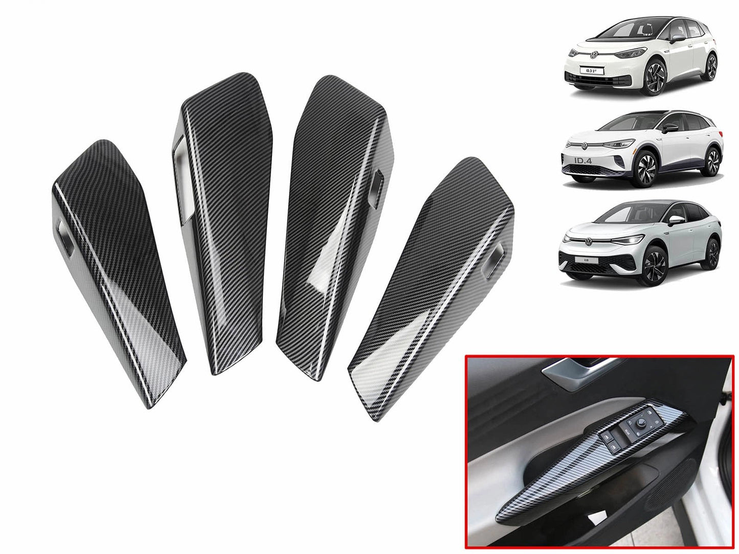 VWID.3,ID.4,ID.5:UKRHD,Right-hand-drive,InteriorDoorHandleCoverSet(ABS+Coating,4pcs)
